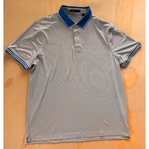 G/Fore G4 Golf Shirt Polo Circle Gs Glitch XL Blue Polyester Spandex MSRP $120